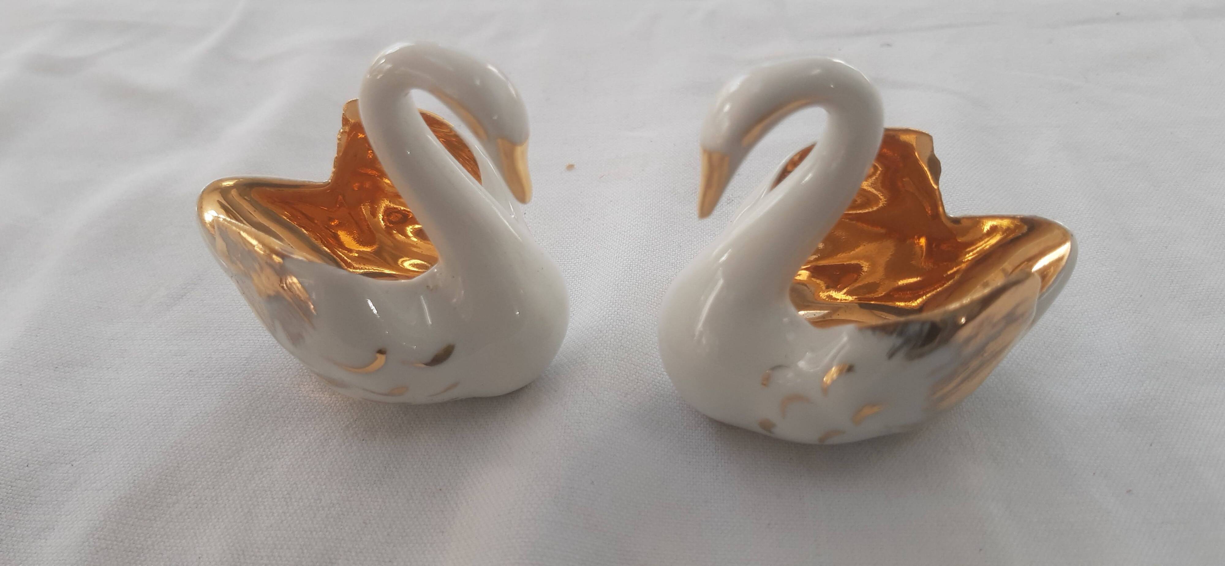 Pair of 2 old Limoges porcelain salt cellars