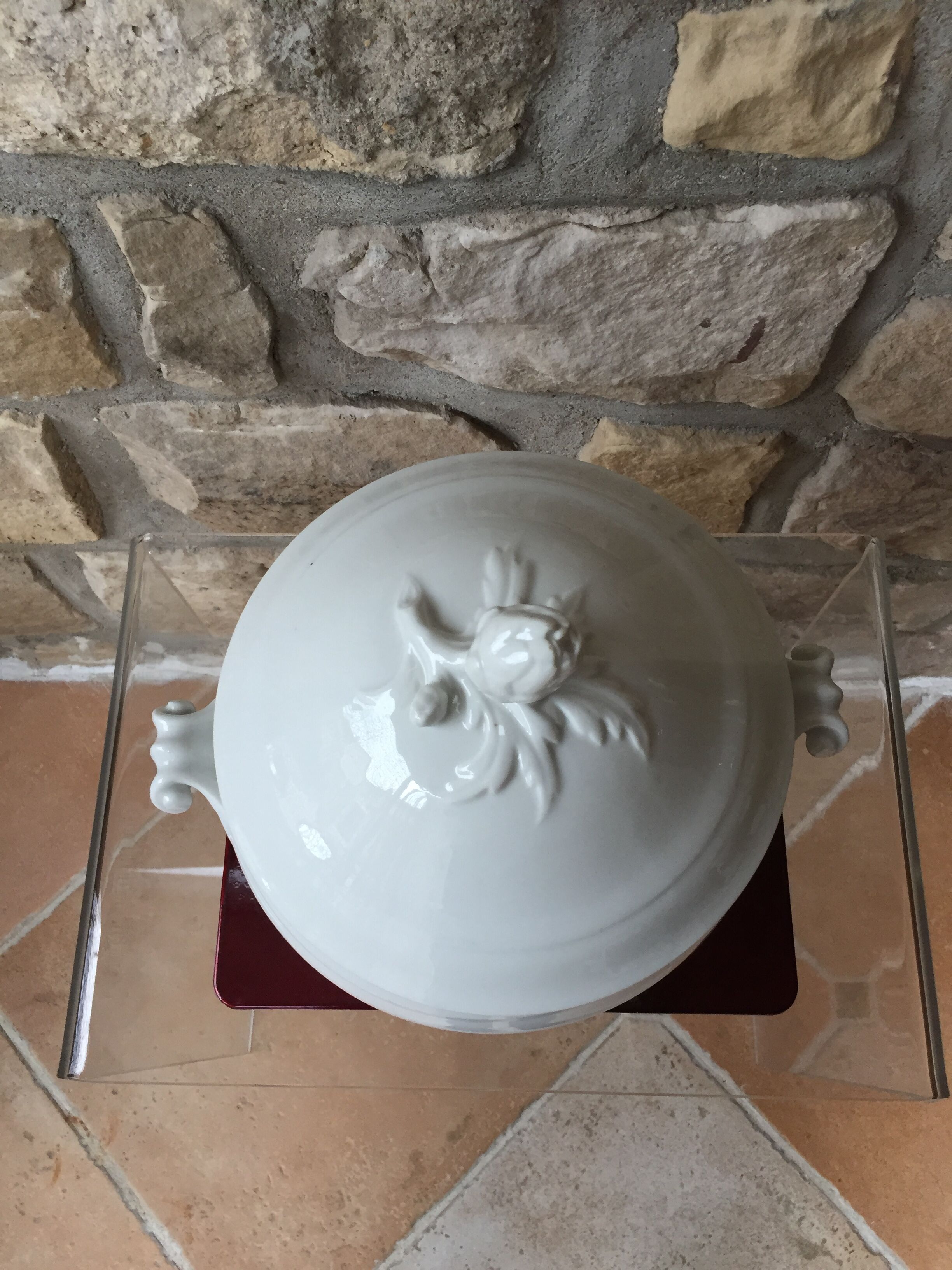 Ancient white porcelain soup tureen