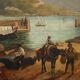 Old painting signed by Giuseppe Canella Lecco Pier 1837