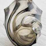 Smoked glass vase with twisted design