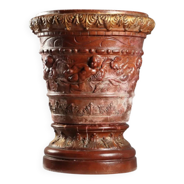 Vase ancien avec support en terre cuite Italie XX Century