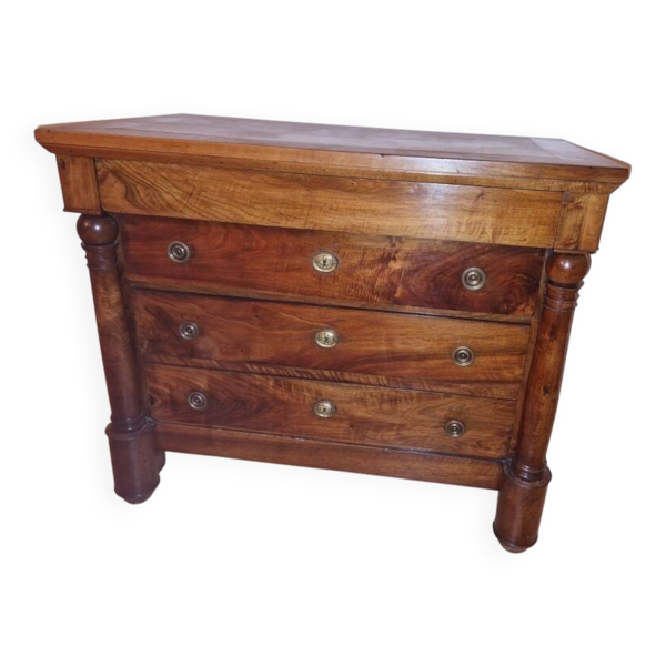Commode ancienne en noyer massif Époque Empire provinciale (vers 1800–1820)