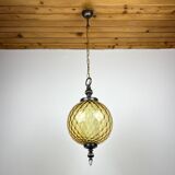 Vintage yellow Murano sphere pendant lamp, Italy, 1970s.