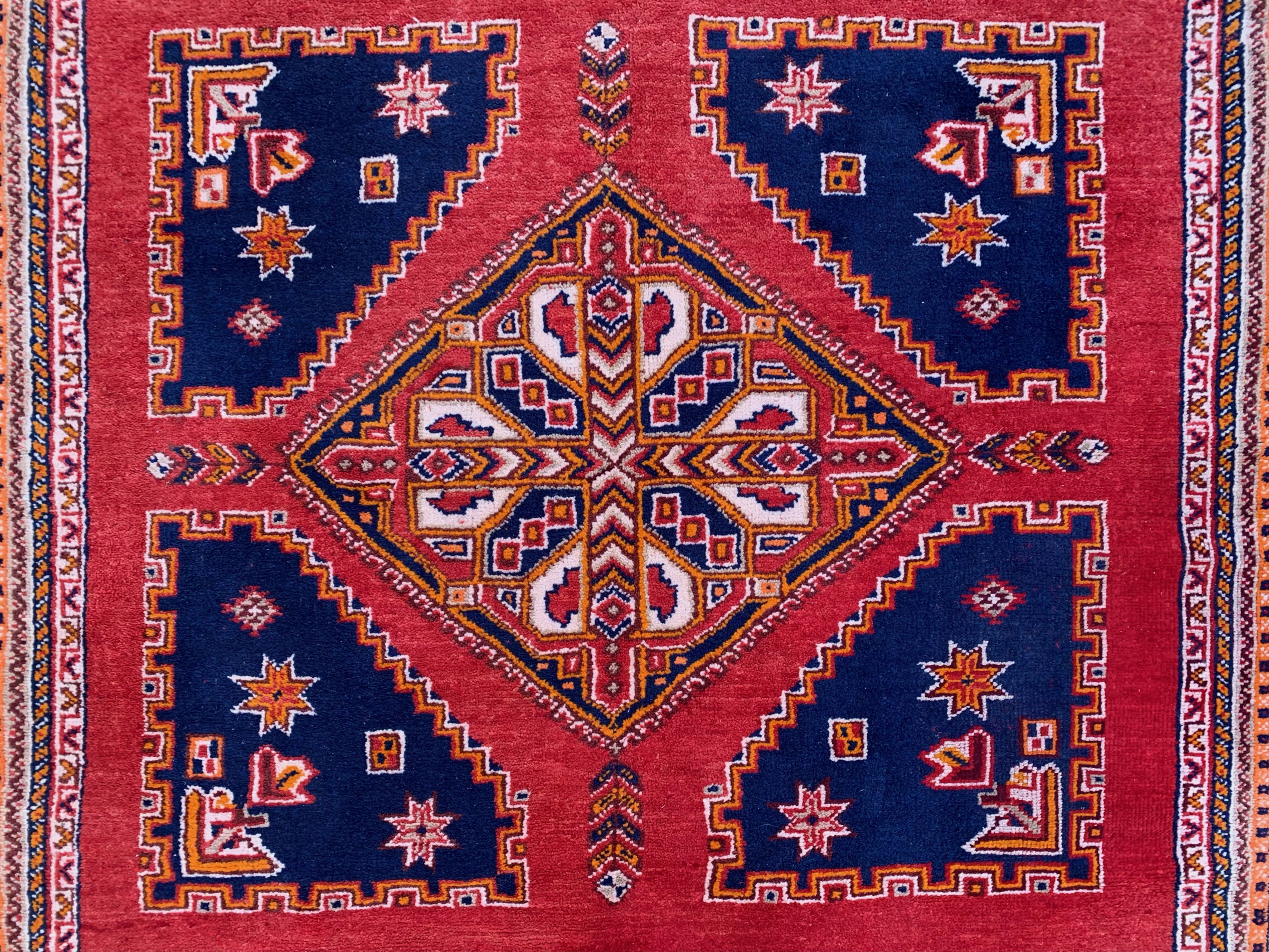 Vintage moroccan rug 320x201 cm tazenacht berber atlas, tribal red, blue large