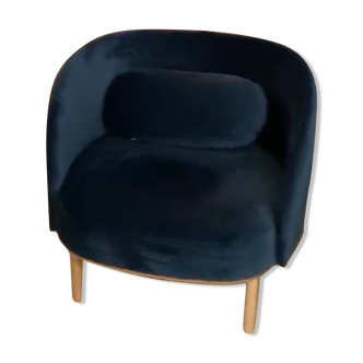 Fauteuil modern en velour bleu