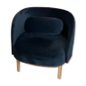 Modern blue velvet armchair