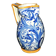 Large Italian ceramic pitcher barbotine majolica blue and yellow decoration