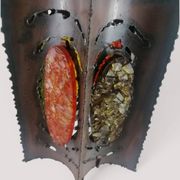 Lampe brutaliste en métal et céramique - Accolay