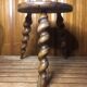 Charles Dudouyt style tripod milking stool vintage twisted wood #a583