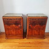 Pair of Art Deco bedside tables in solid blonde walnut – France 1930