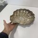 Grand plat en argent massif en forme de coquillage, style Hollywood Regency Art Déco, italien, années 1970.