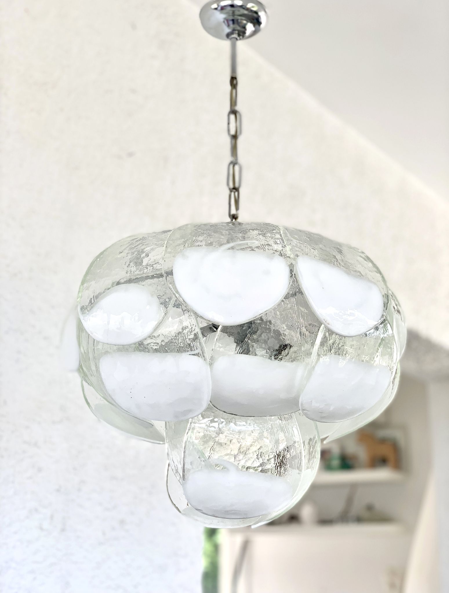 Murano glass petal chandelier by Carlo Nason for Mazzega