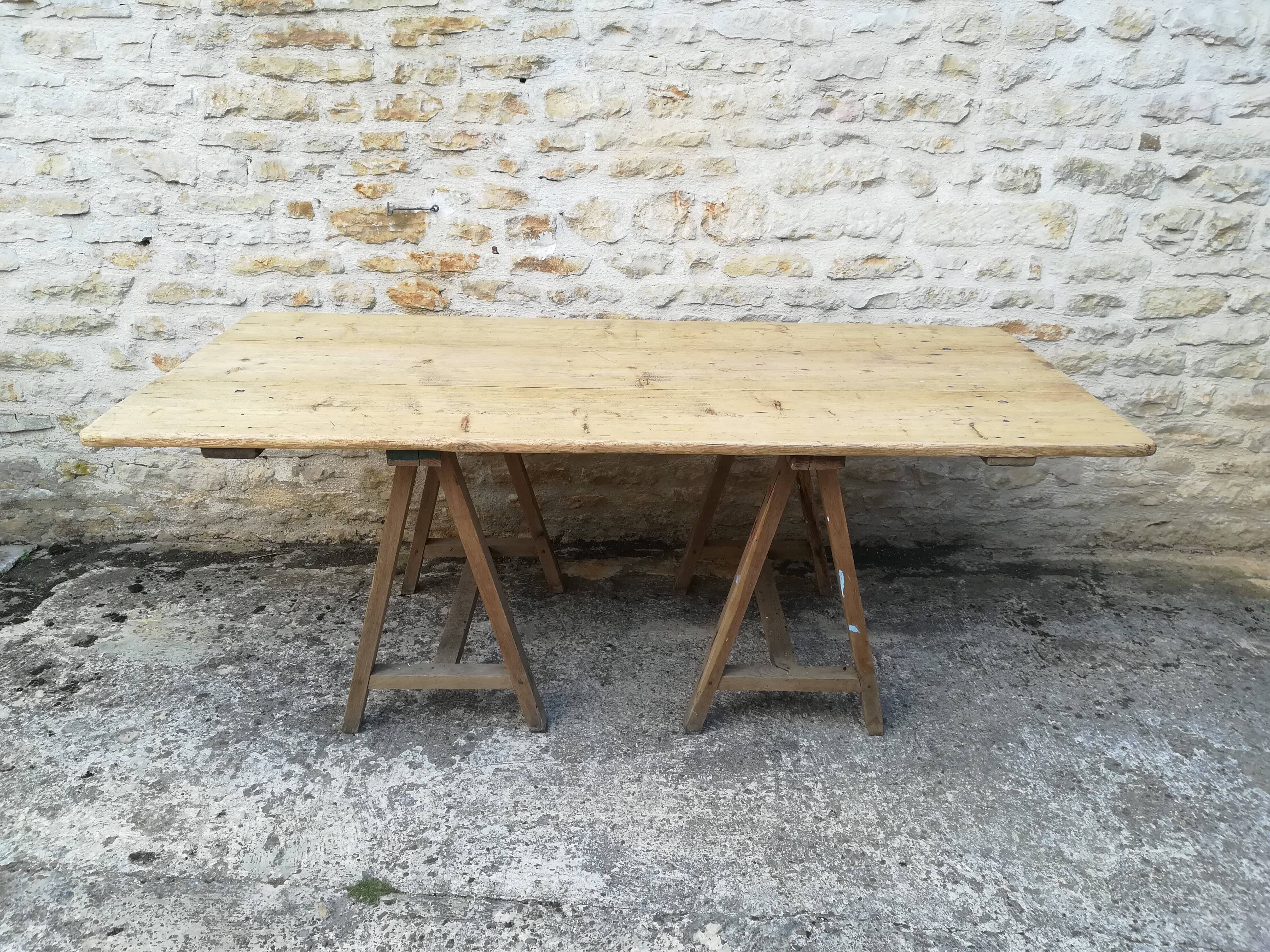 Farm table on trestles