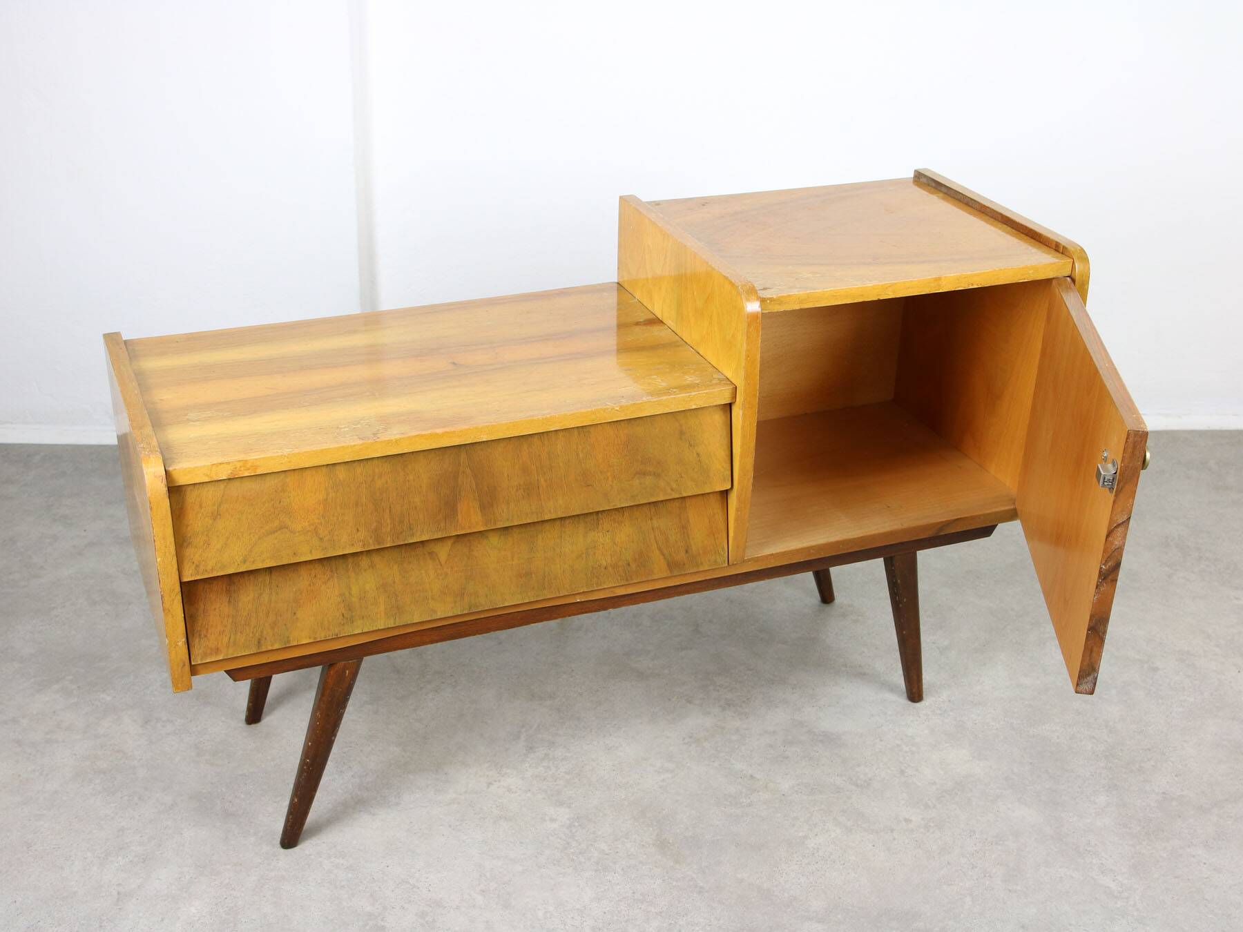 Mid-century Italian Wood and Brass Sideboard, 50s