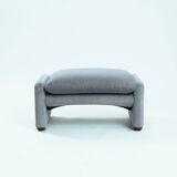 Chaise Maralunga avec repose-pieds par Vico Magistretti pour Cassina, années 1970
