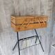 Worker sewing box door magazines steel wood scoubidou yellow vintage