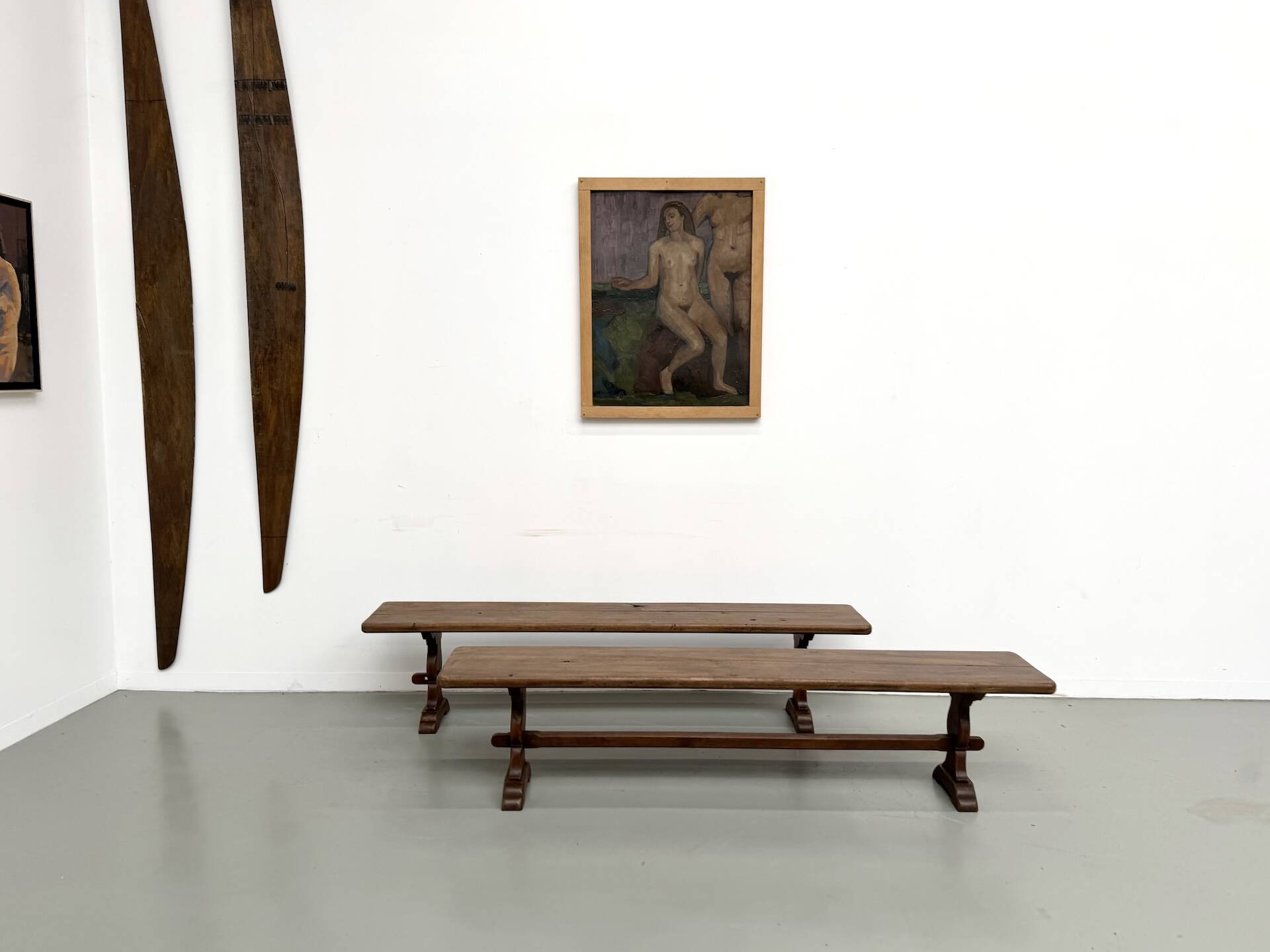 Pair of Solid Oak Farm Benches