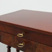 Louis Philippe Side Table with Two Drawers and Turned Twin Legs, France, 18