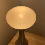 Pair of lamps mushroom opaline and chromed metal 80s