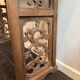 Chinese console in ancient elm, carved openwork legs and top g