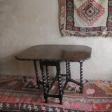 Farmhouse patinated extendable dining table in oak with carved edge, 1900
