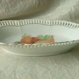 Openwork porcelain basket with fruit still life decor