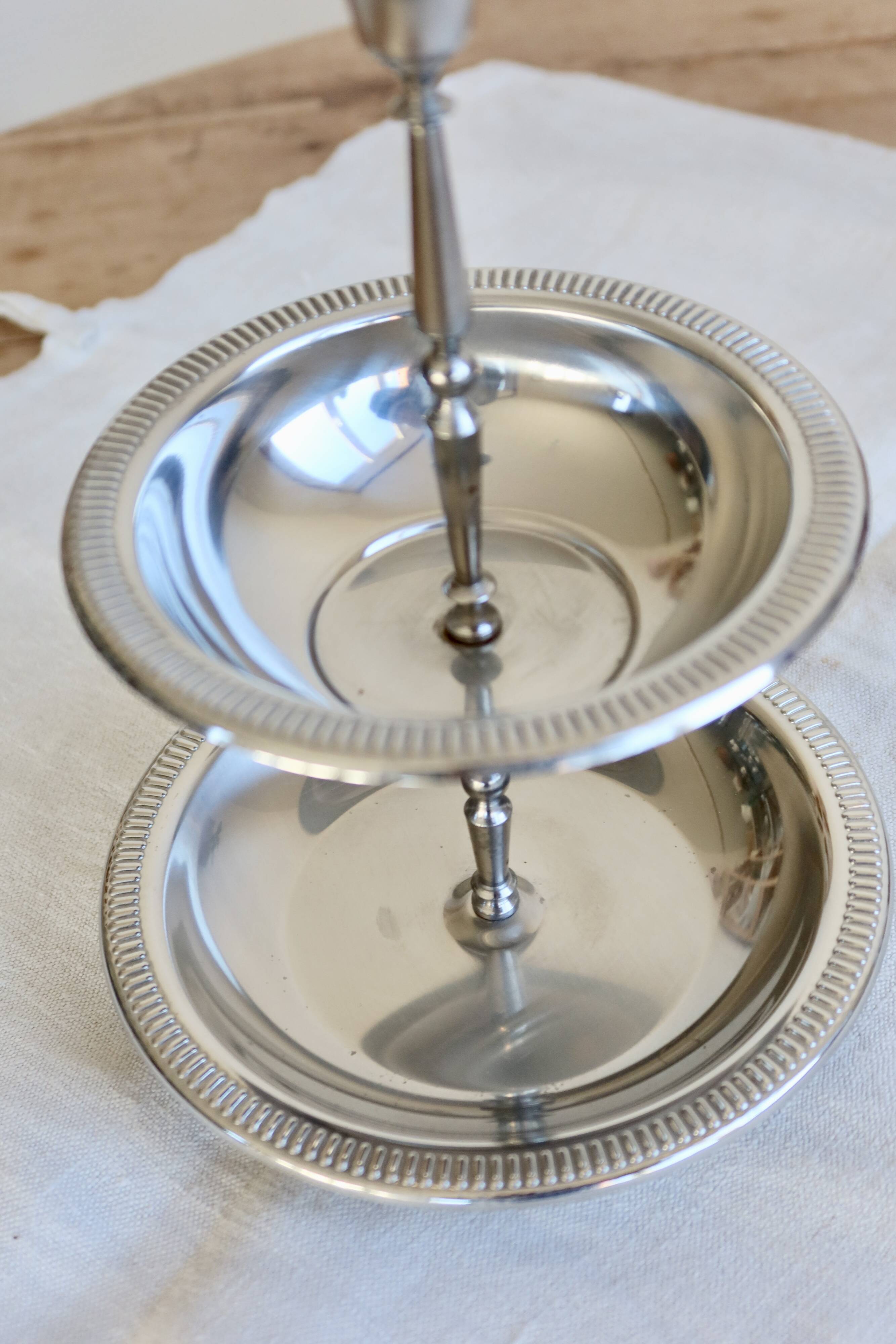 Vintage 2-tier silver-plated display stand - Dessert server