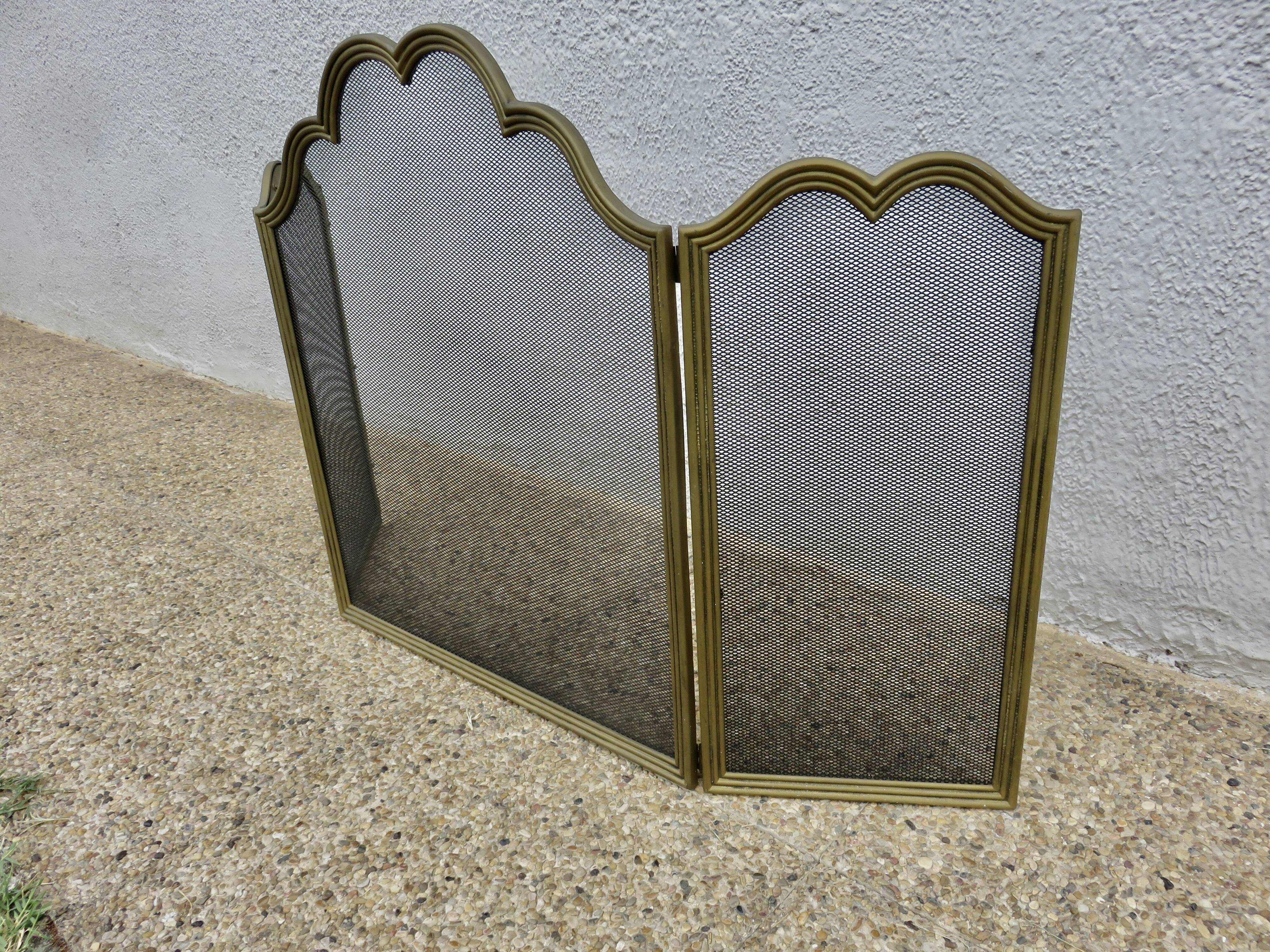 Fire screen, spark guard for fireplace "made in Italy" 3 panels in brass 70