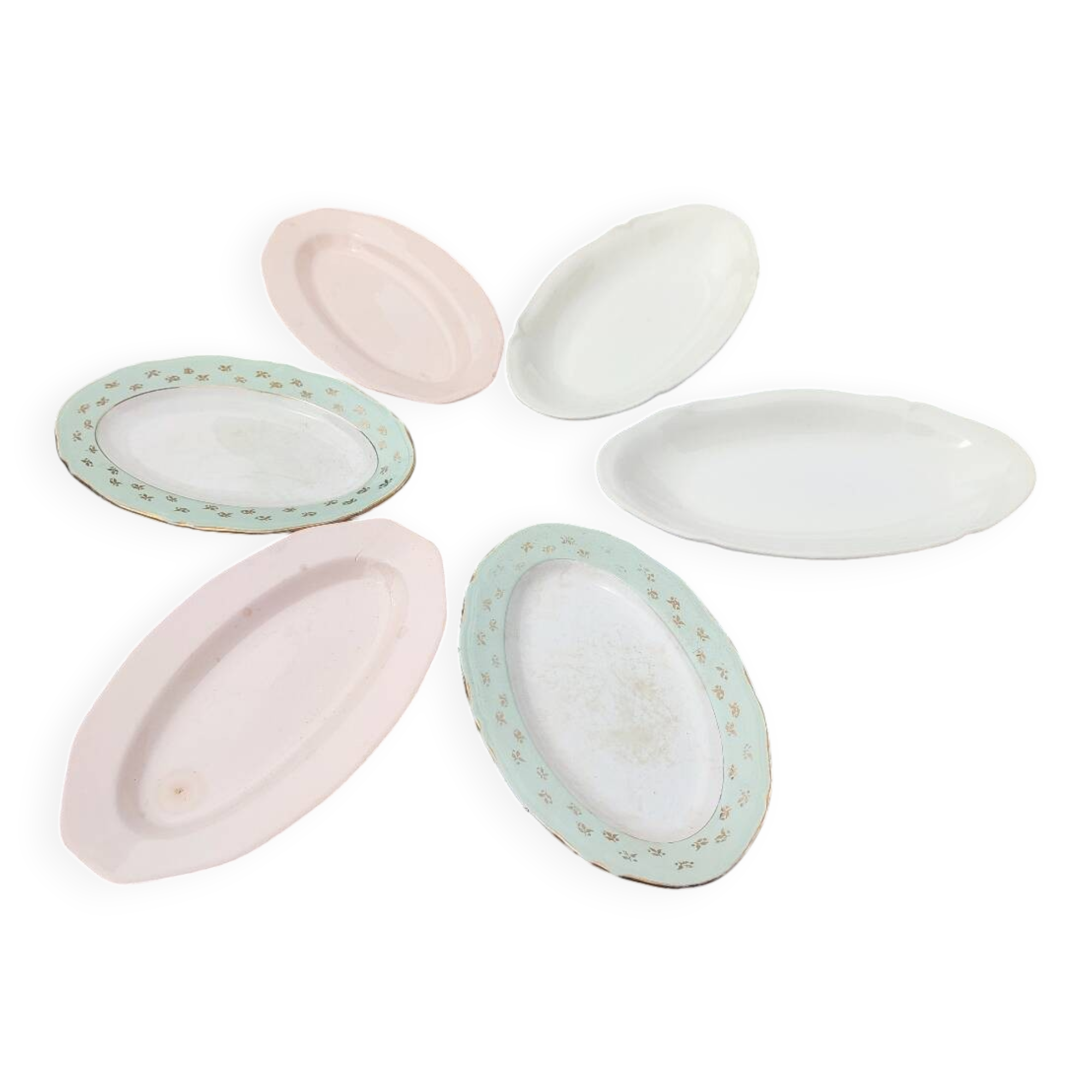 Set of 6 antique earthenware dishes by Gien and St Amand