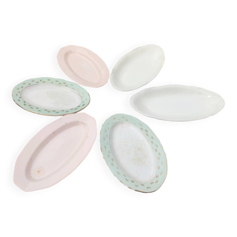 Set of 6 antique earthenware dishes by Gien and St Amand