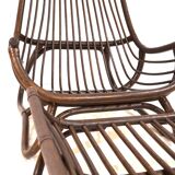 Manou rattan lounge chair in pagoda style with ottoman