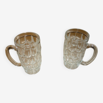 Large glass beer mugs