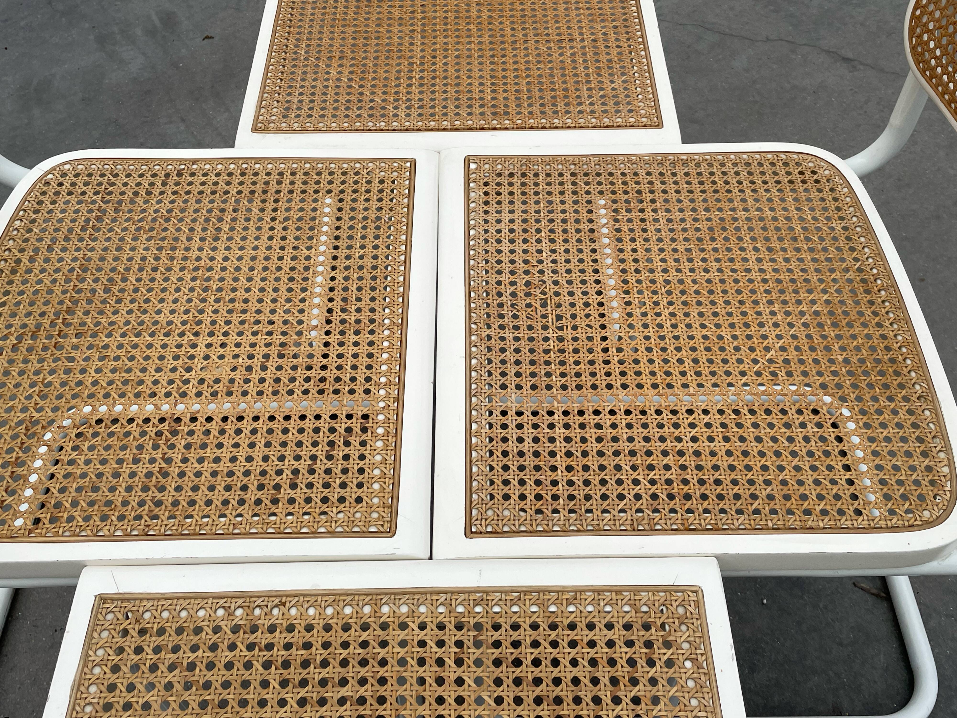 Set of 4 Cesca b32 model chairs in white by Marcel Breuer