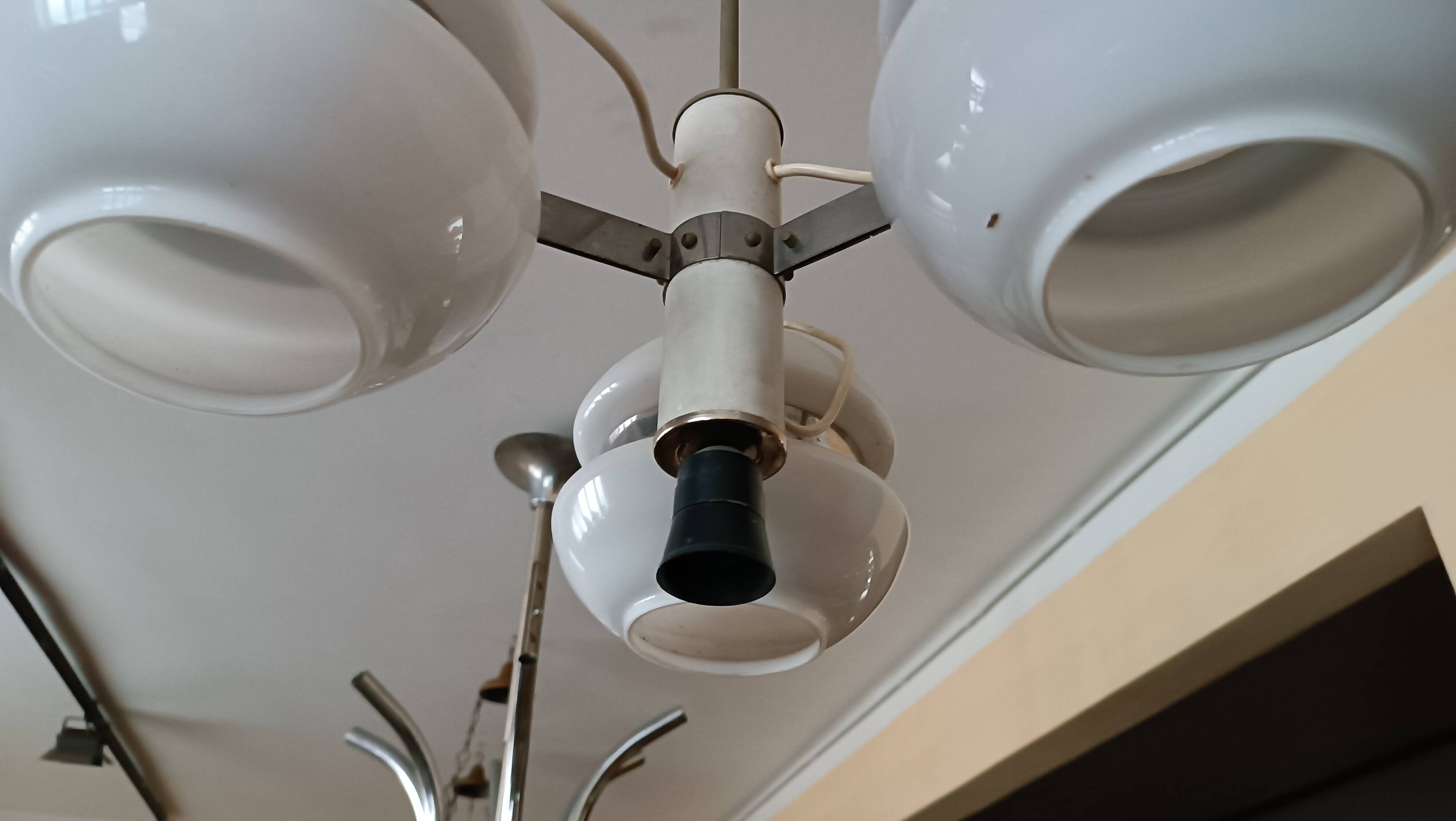Lustre 4 lumières Gino Sarfatti pour Arteluce, vintage années 60