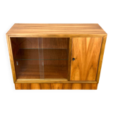 Vintage display cabinet with bar compartment, walnut, 60s