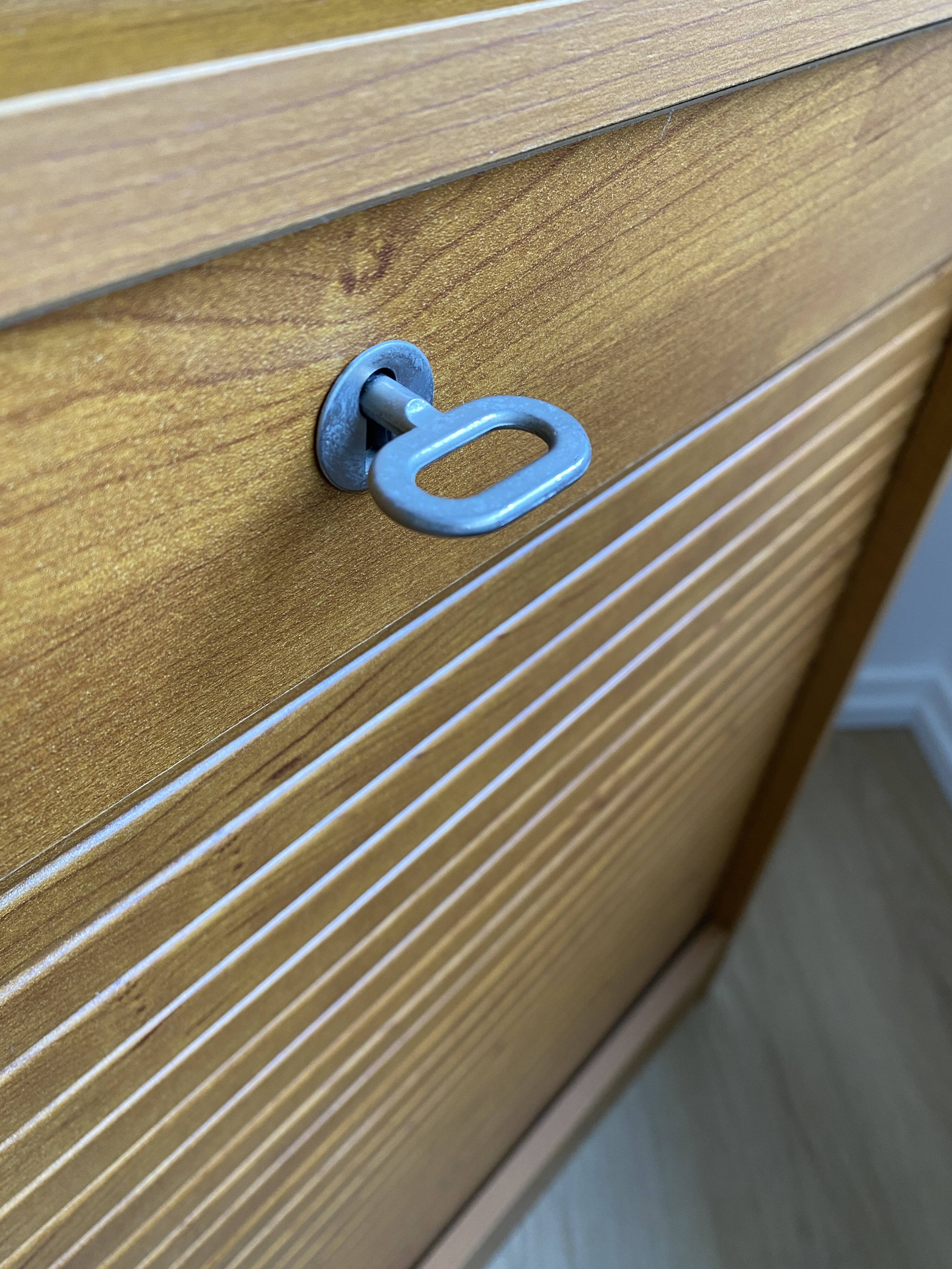 Low storage unit, 70s/80s three height-adjustable shelves