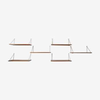 Series of 6 modular shelves in exotic wood