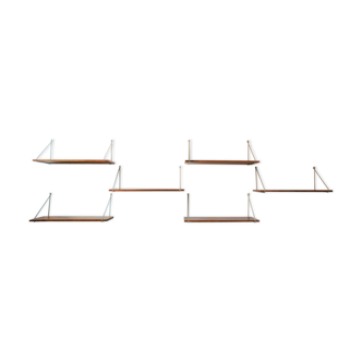 Series of 6 modular shelves in exotic wood