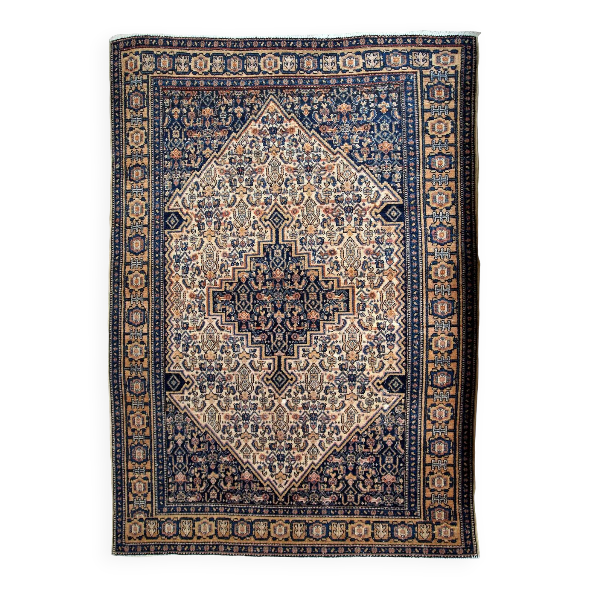 Handmade antique Persian Bibikabab rug 3.3' x 5.2' (100cm x 158cm) 1920s