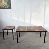 Duo de tables basses en céramique émaillée