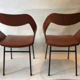 Duo of vintage barrel chairs