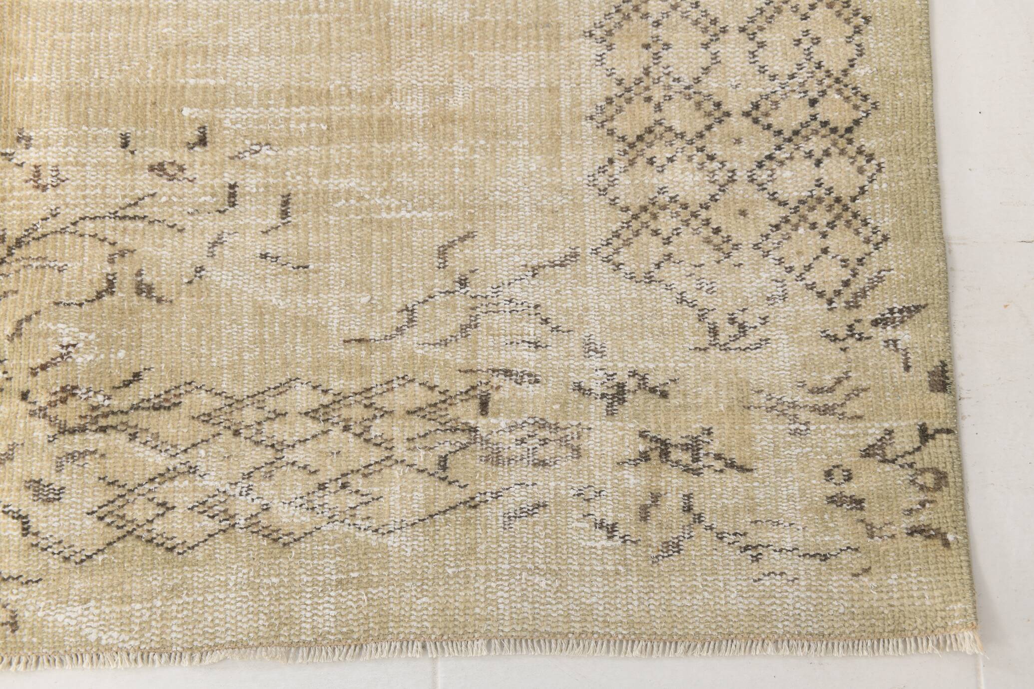 Vintage Cream & Brown Turkish Handmade Rug, 149x252Cm