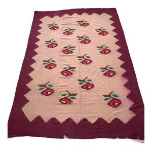 Tapis floral roumain en laine