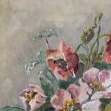 Peinture à l'huile ancienne nature morte aux fleurs 1936, signée