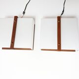 Pair of Scandinavian wall lights 1960, solid teak and plexiglass, Raak C-1521
