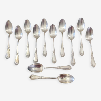 Series of 12 dessert spoons - model pompadour - solid silver