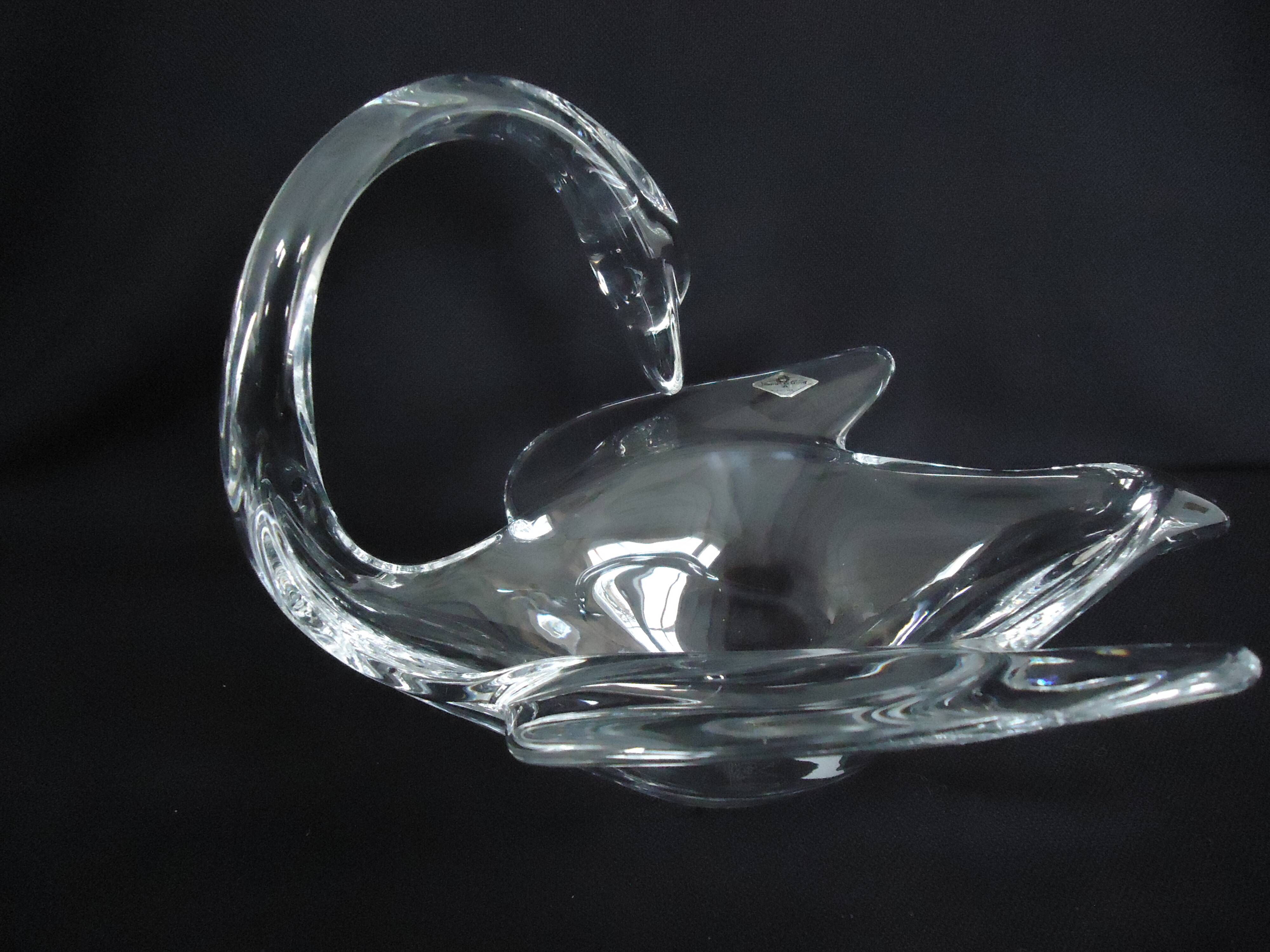 Coupe Vide-poche cristal de Vannes Le Châtel en forme de Cygne