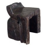 Stool, tabouret or low Japanese-style armchair in brutalist monoxyle radica.