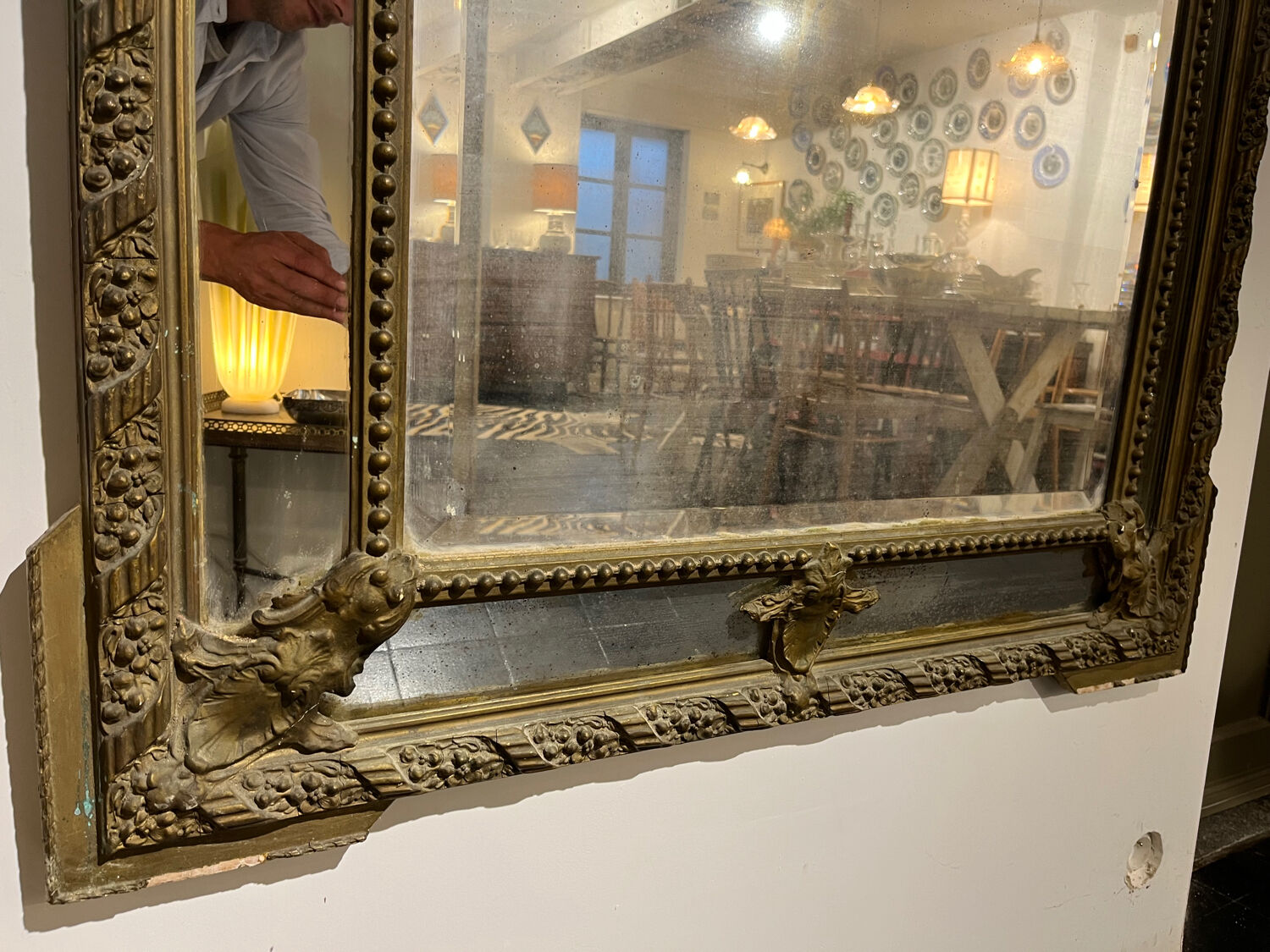 Large beaded mirror 19th
