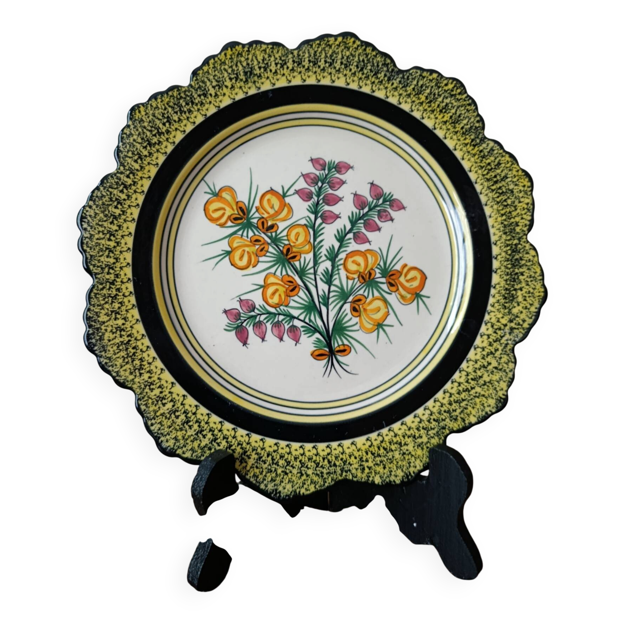 Henriot Quimper wall plate | gorse & heather flowers 1945/70